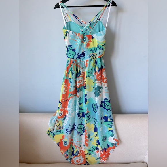 Flowy high-low spaghetti straps chiffon dress - Picture 3 of 6